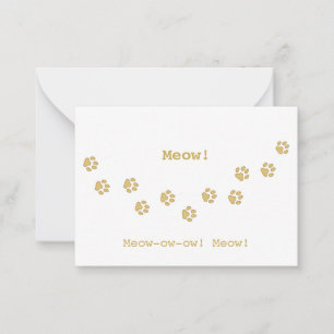 Tan Cat Paw Print Tracks Fun Customizable Card
