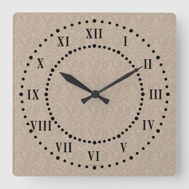 Tan Cement Look Roman Numeral Wall Clock (Front)