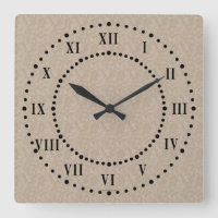 Tan Cement Look Roman Numéros Horloge murale