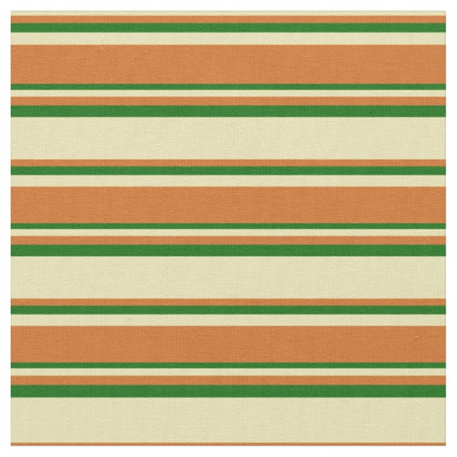 Tan, Chocolate & Dark Green Coloured Pattern Fabric (Close Up)