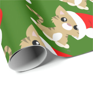 Tan Christmas Kitty Wrapping Paper