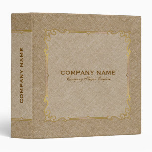 Tan Colour Linen Texture Gold Vintage Frame Binder
