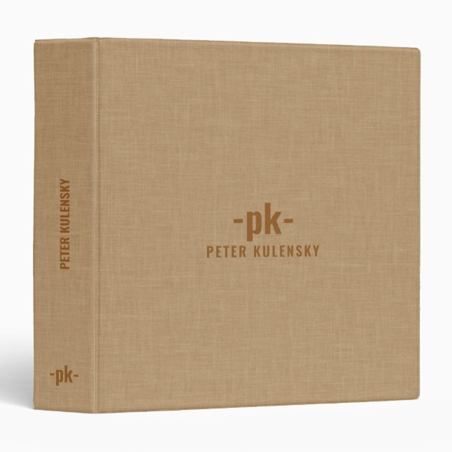 Tan colour linen texture simple tan typography binder (Front/Spine)