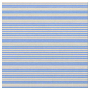 Tan & Cornflower Blue Striped/Lined Pattern Fabric