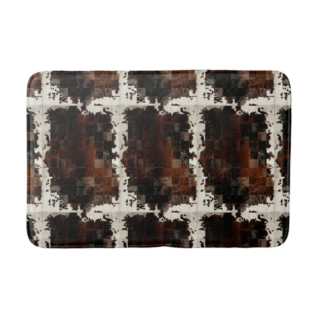 Tan Cowhide Patchwork Print Bath Mat (Front)