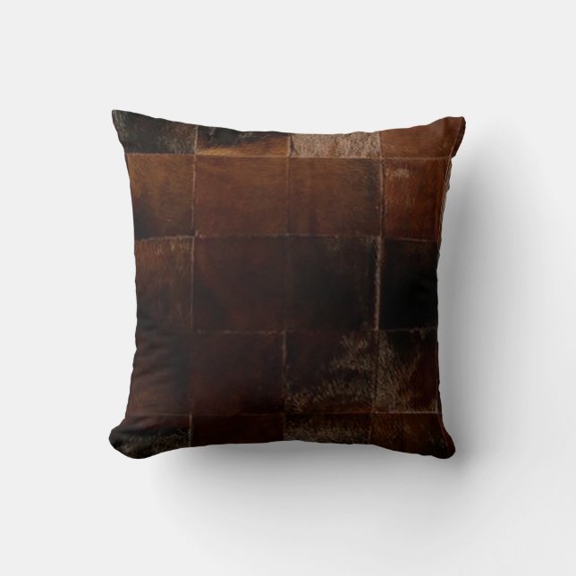 Tan Cowhide Print Cushion (Front)