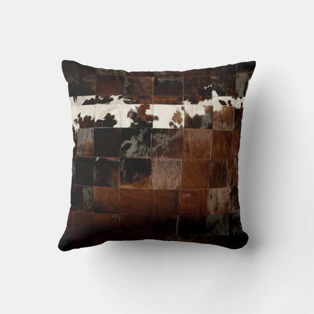 Tan Cowhide Print Cushion (Back)