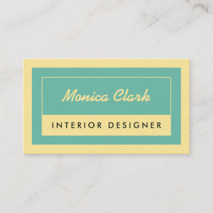Tan cream and light blue framed  business card