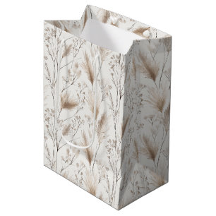 Tan Cream Brown Beach Grass Wedding Medium Gift Bag