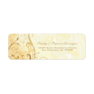 Tan cream butterfly swirls address label