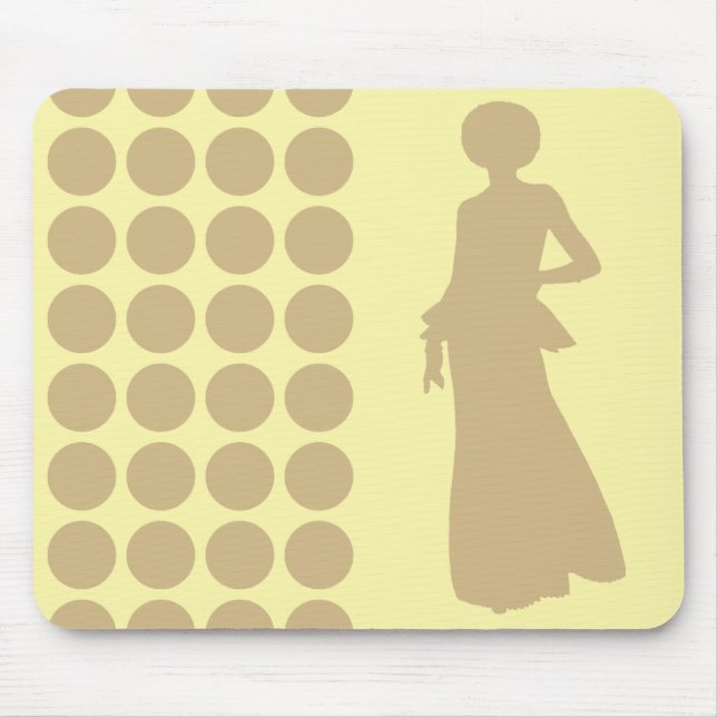 Tan Cream Neutral Dots Fashion Silhouette Mouse Pad (Front)