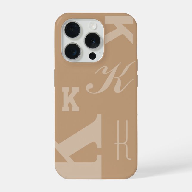 Tan Custom Initial, Choose Your Letter Monogram iPhone Case (Back)