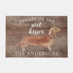 Tan Dachshund Dog Personalized Door Mat