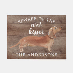 Tan Dachshund Dog Personalized Door Mat