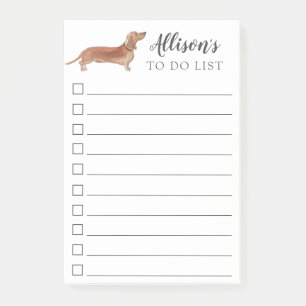 Tan Dachshund Dog Personalized To Do List Post-it Notes