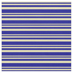 Tan & Dark Blue Striped Pattern Fabric