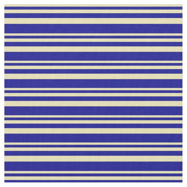 Tan & Dark Blue Striped Pattern Fabric (Close Up)