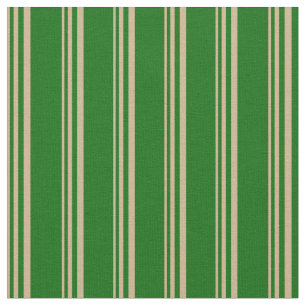 Tan & Dark Green Coloured Pattern of Stripes Fabric