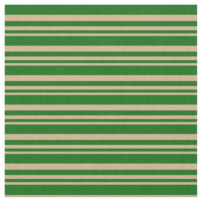 Tan & Dark Green Stripes Fabric (Close Up)
