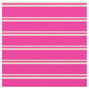 Tan & Deep Pink Lines/Stripes Pattern Fabric