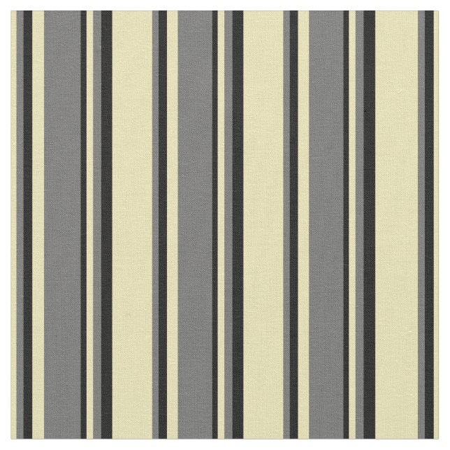 Tan, Dim Grey, and Black Pattern of Stripes Fabric (Close Up)