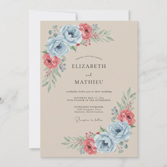 Tan Dreamy Vintage Wedding Invitation (Front)