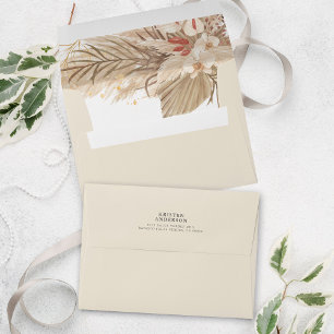 Tan Dried Palm Pampas Grass Address Wedding Envelope