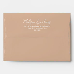 Tan Earth Tone Wedding Return Address Envelope