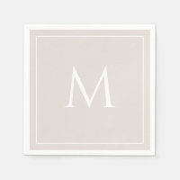Tan elegant monogram initial napkins