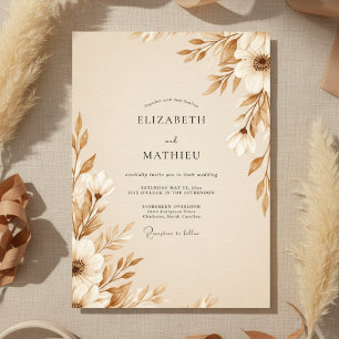 Tan Ethereal Botanical Wedding Invitation