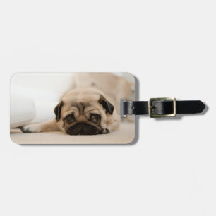 Tan Female Pug Luggage Tag
