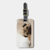 Tan Female Pug Luggage Tag (Front Vertical)