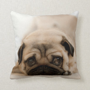 Tan Female Pug Throw Pillow