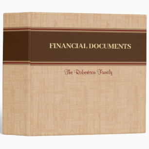 Tan Financial Documents Binder with Custom Banner