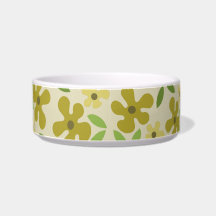 Tan Flower Cat Water Bowl