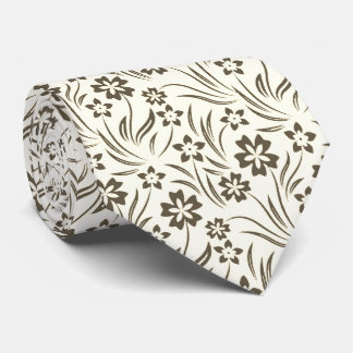 Tan Flowers Neck Tie