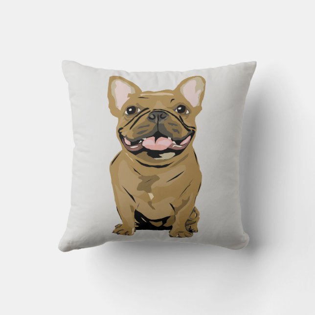 Tan French Bulldog Throw Pillow (Back)
