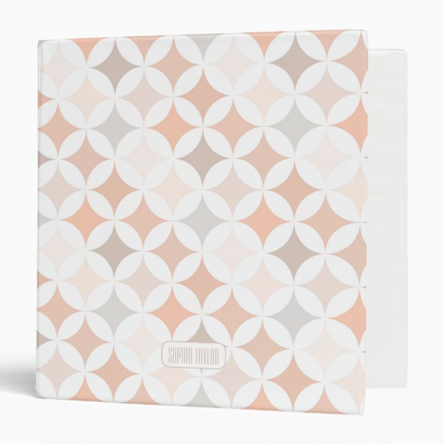 Tan Geometric Diamond Circles  Binder (Front/Inside)
