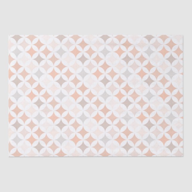 Tan Geometric Diamond Circles  Tissue Paper (Front)