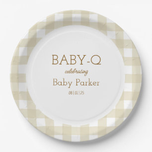 Tan Gingham Baby-Q Circular Plate 2