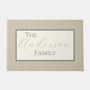 Tan Gingham Check Doormat