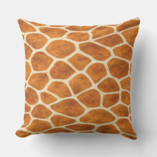 tan giraffe print throw pillow