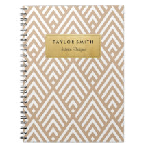 Tan & Gold Chevron Pattern Notebook