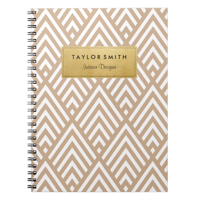 Tan & Gold Chevron Pattern Notebook (Front)