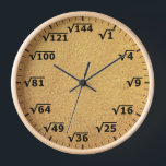Tan Gold Square Root Clock Math Mathematics Clock<br><div class="desc">square root clock, fun math wall clock, mathematics student classroom time, maths teacher class hours, number geek nerd humour, squareroot calculation school lesson, calculating calculations sums,  numbers, elementary primary secondary school, high school college university</div>