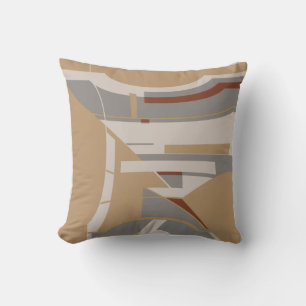 Tan Gray Taupe Mediterranean Geometric Abstract  Throw Pillow