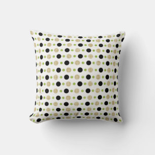 Tan, Green and Black Dots Pillow