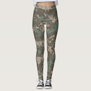 Tan Green Camouflage Women's Leggings