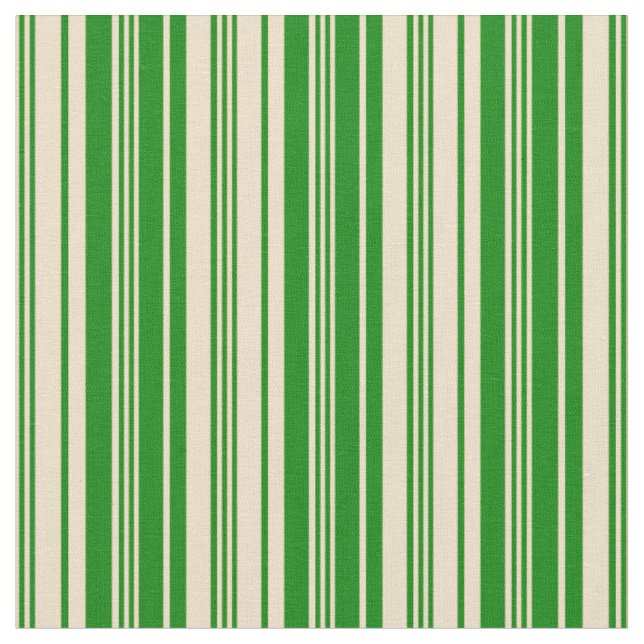Tan & Green Coloured Lined Pattern Fabric (Close Up)