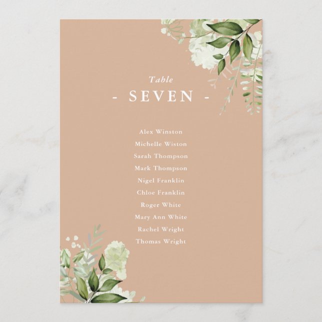 Tan Greenery Seating Plan Table Number (Front)